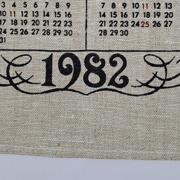 Vintage 1982 Linen Calendar Country Farm in Winter Scene - Picture 12 of 16